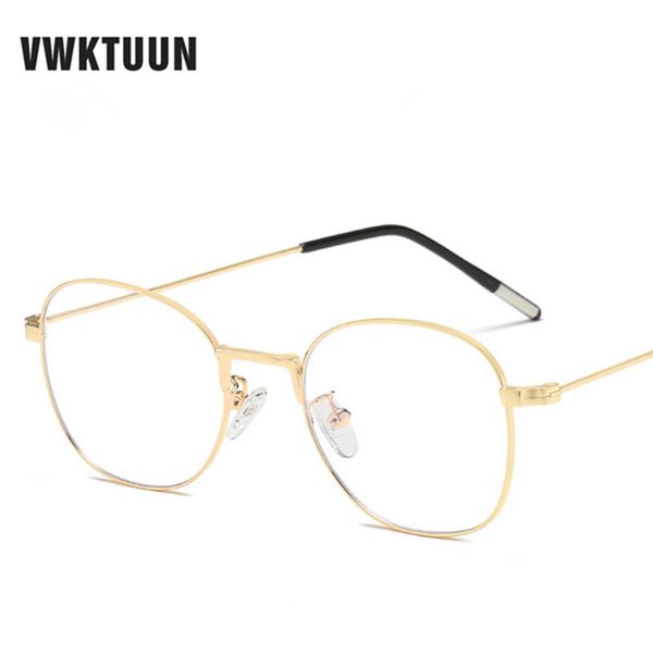 

vwktuun metal glasses frame clear lens computer glasses frames round optical lens frame students fake unsiex eyewear, Black