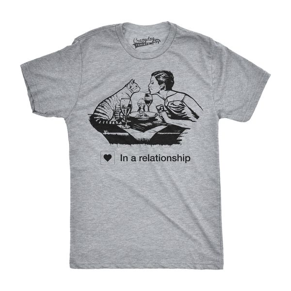 

2019 new summer funny t-shirt mens in a relationship funny dinner with cat funny cat face romantic t shirt fashion tee shirt