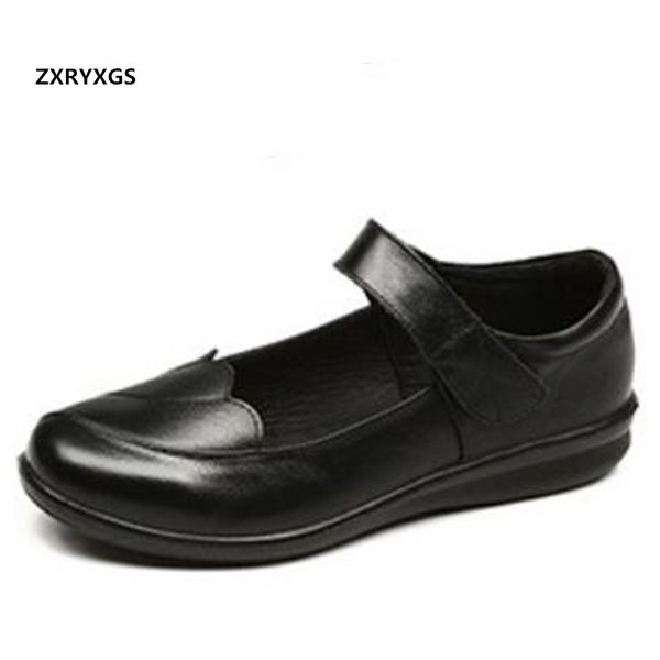 

promotion cowhide mother shoes flat shoes 2020 new autumn middle-aged mom soft sole comfortable casual black