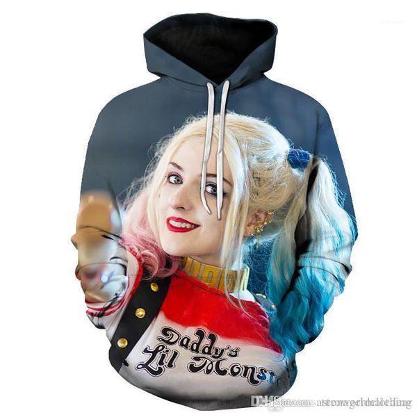 

neck long sleeve hooded sweatshirts fashion male clothing suicide squad mens luxury hoodies pullover printed o, Black