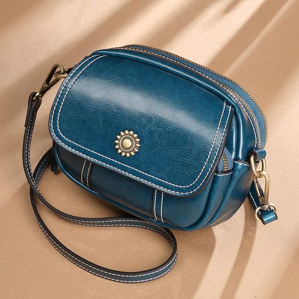 

павлин синий кожаный мешок подарок 2020 дамы классический ретро диагональ мешок плеча британской моды дикий большой емкости цепи сумки 202