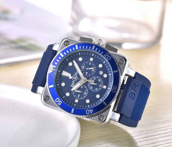 

04 All Subdials Work Hot Mens bell Watches Stainless Steel Quartz ross Wristwatches Stopwatch Luxury Watch