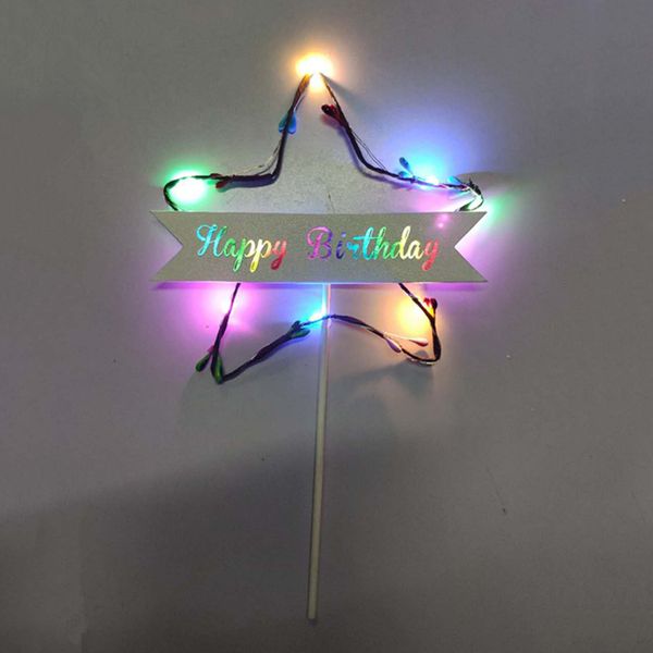 

card inserts star shape table glitter happy birthday cake er light dessert