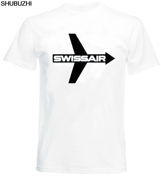 

swissair vintage feeling airline retro super-soft airplane graphic men shubuzhi brand clothing male selling casual t shirt