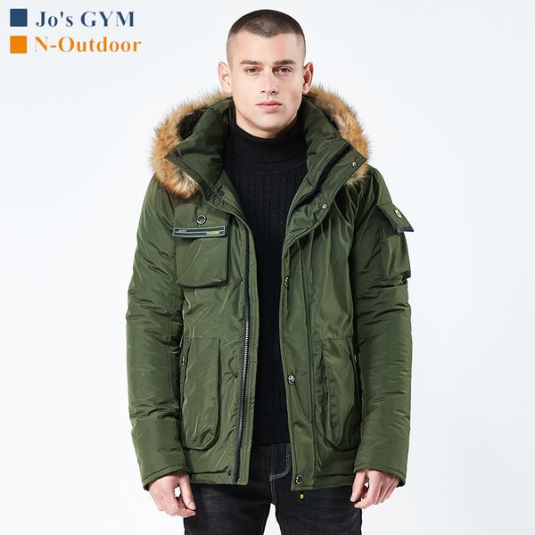 

outdoor jackets&hoodies army green winter jacket men fashion casual thick warm jackets sports hiking hooded fur collar skiing coat, Blue;black