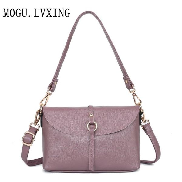 

mogu.lvxing 2020 new leather handbag fashionable simple european and american shoulder handle slant cross leather bag