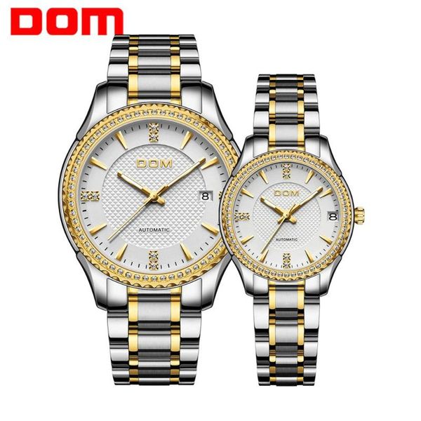 

automatic mechanical watch women's watch men's waterproof couple stainless steel luminous sport business, Slivery;brown