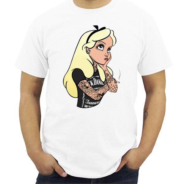 

alice in wonderland tattoo print men t shirts new summer short sleeve o-neck t-shirt male casual hip hop tees streetwear