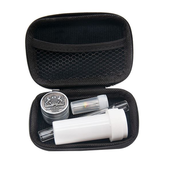 Tobacco Bag Set vidro Tubulação de fumo Kit Combo Vidro Uma Hitter Acrílico Jar Filtro Boca Dica Mini Grinder fumadores Bag Set