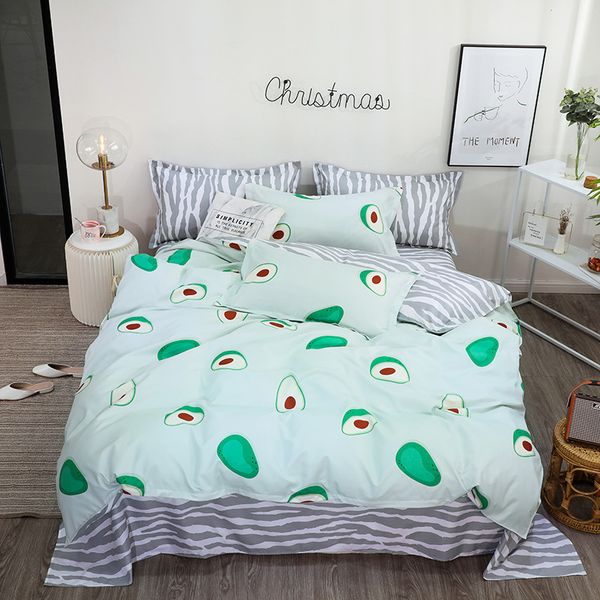 

bedding sets fruit cartoon bedclothes twin full  king quilt cover kids bed flat sheet pillow cases simple duvet