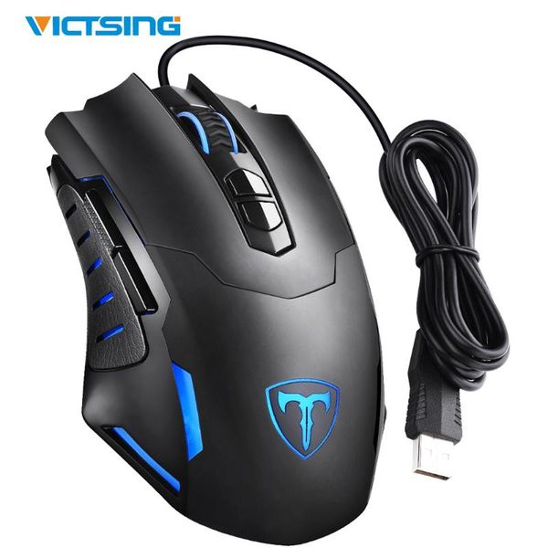 

victsing wired gaming mouse 7200 dpi 5 levels adjustable pc gaming mouse with cool led light and 7 buttons pc ergonomic