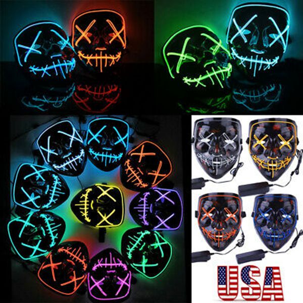 

20 styles halloween led glowing mask party cosplay masks club lighting dj mask bar joker face shield face guards outdoor gadgets zza1187