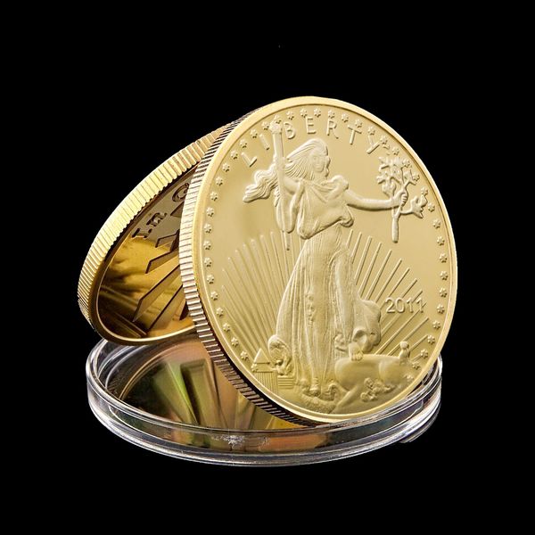

the om 2011 in god we trust liberty souvenir craft 1oz 24k real gold plated badge usa eagle coin