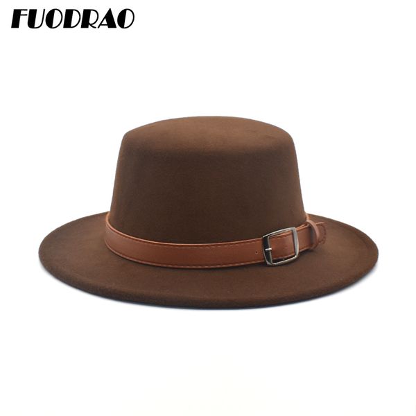 

wide brim hats fuodrao winter and autumn imitation wool ladies men's women's fedora jazz european american round hat p8, Blue;gray