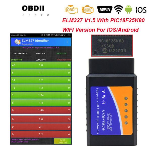 

elm327 v1.5 wifi support ios android elm 327 v1.5 car diagnostic tool elm 327 wi-fi 16pin obd obd2 diagnostic scanner