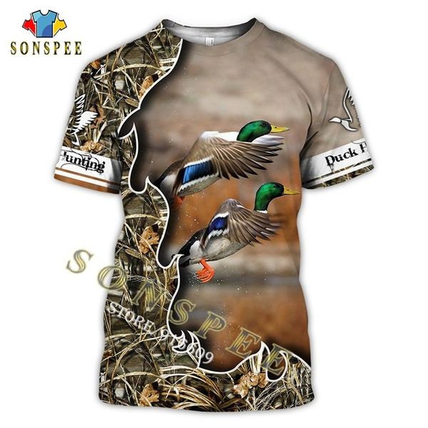 

sonspe camouflage hunting wild duck animal summer 3d print shirts graphic harajuku humor men clothing