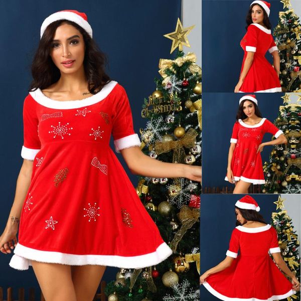 

miss claus dress suit ladies stage performance theme party cosplay santa outfit santa sweetie costume dress hat for women set