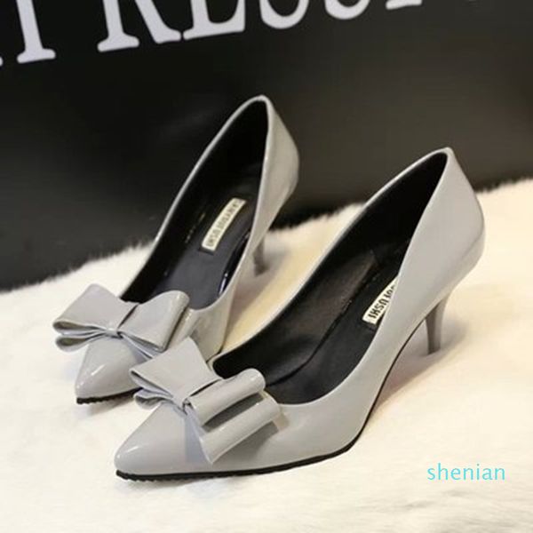 

style fashion shallow women pumps low heel genuine leather high heels shoes female stiletto cute work shoes, Black