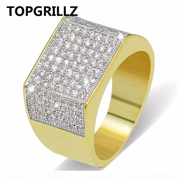 

rillz hip hop bling rings all iced out real micro pave cz cool mens women couple gold & silver hiphop ring