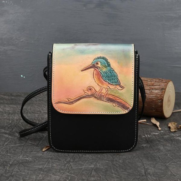 

johnature retro handmade leather carving women bag 2020 new first layer cowhide ladies mini bags leisure hasp shoulder bags