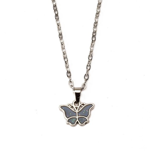 

discoloration butterfly pendant necklace geometric stainless steel necklace for women fashion party gift decoration, Silver