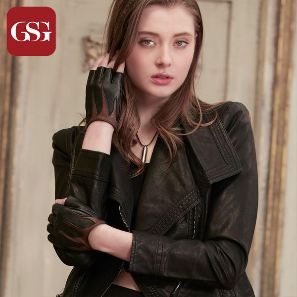 

five fingers gloves gsg womens half finger leather fingerless women fashion unlined driving, Blue;gray