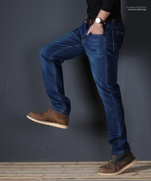 

summer light washed stretch mens casual jeans with button mens designer jeans slim straight mid waist, Blue