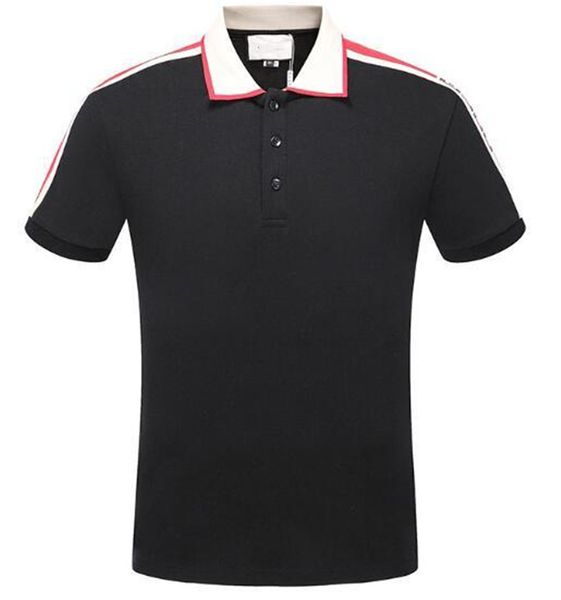 

italy 2020 high europe mens polo splicing letter shirt stripe shirts print thread cotton screw t t designer casual quality tee gaen, Black