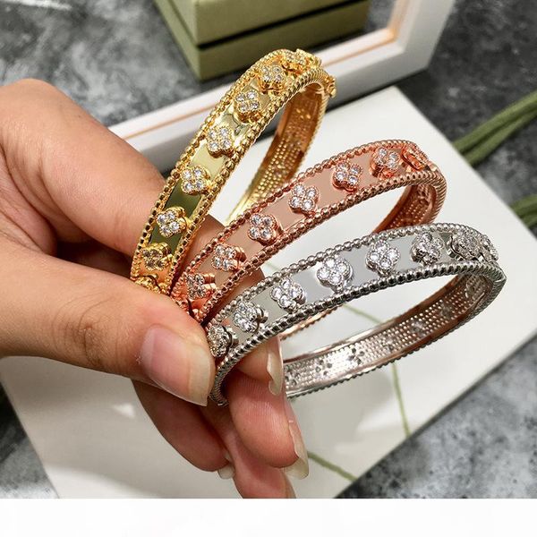 

gold plated copper cz stone flower bangles for women new arrival selling new luxury fashion jewelry, Black