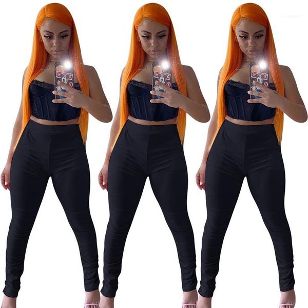

for women 20fw new women pants casual black color high waist skinny stacked pants fashion slim trousers, Black;white