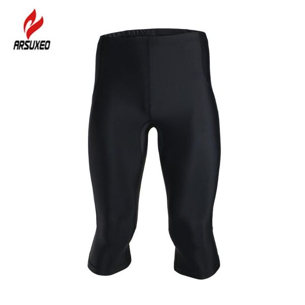

arsuxeo bicycle pants stretch breathable quick-drying compression shorts men's cycling running tights shorts 3/4 length pants, Black;blue