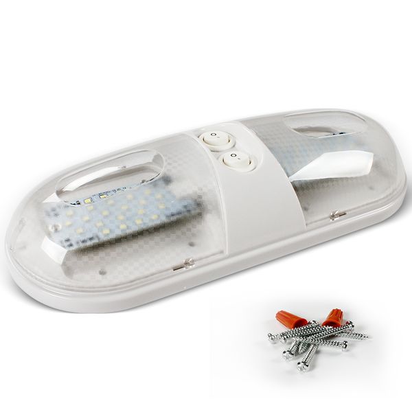 

rv led light 12v 800lm 6000-6500k ceiling fixture camper trailer marine double dome light 48 leds wholesale quick delivery