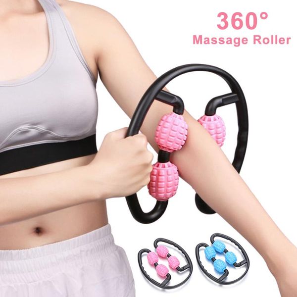 

1 pc durable muscle relaxer massage roller clamp 4 wheels waist massage stick body rolling blood circulation yoga fitness