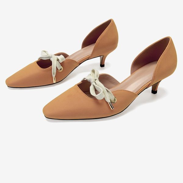 

2020 women 's sandals new shallow mouth high heels bow tie design ladies fine heel shoes wild thin heels cover heel print, Black