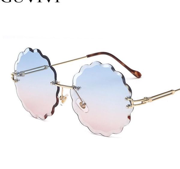 

rimless round sunglasses women 2019 men gradient vintage sunglasses retro mens sun glasses brand small8, White;black