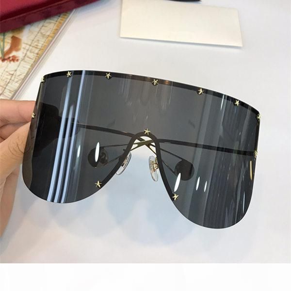 

specially designed exaggeration style sunglasses 0488 big square frameless trend avant-garde high-end glasses anti-uv400 eyewear with case, White;black