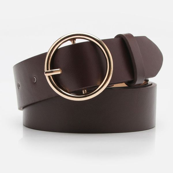 

belt female ring ladies belt simple wild decorative students round buckle pin buckle korean version of the style, Black;brown