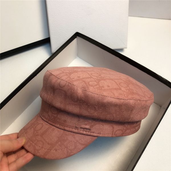 

spring and autumn new luxury designer peaked deerskin velvet full letter d navy hat fashion simple duck flat beret, Blue;gray