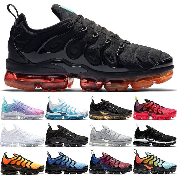 

plus tn men women running shoes mens trainers triple black white bred dmp hyper violet red high outdoor sports sneakers, White;red