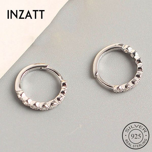 

inzareal 925 sterling silver zircon round hoop earrings for fashion woman party fine jewelry geometric punk accessories, Golden;silver