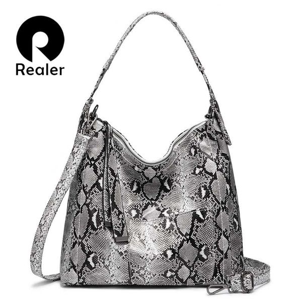 

realer hobo bags for women 2020 shoulder bag serpentine large tote pu leather handbags female crossbody bags ladies