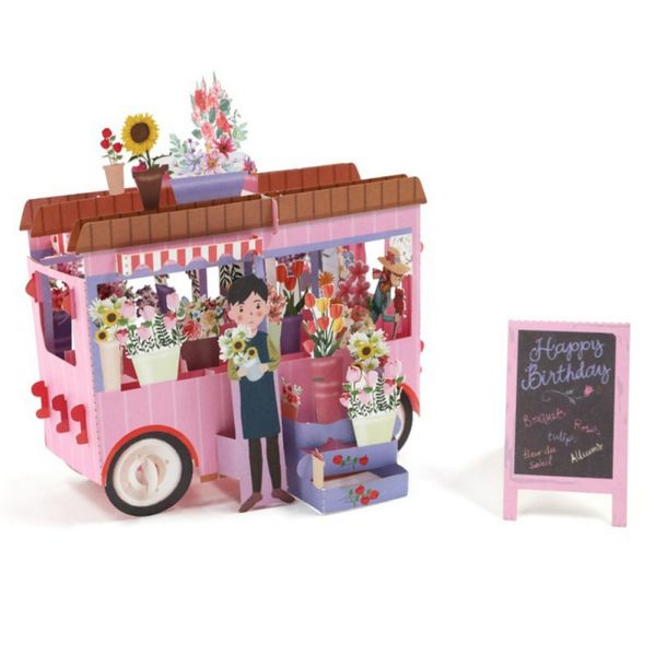 

3d flower car greeting card creative handmade hollowed-out paper christmas cards for christmas present