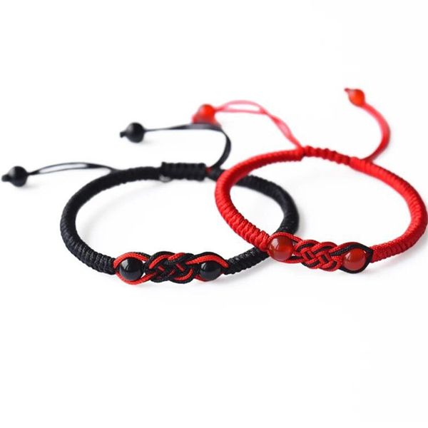 

red lucky braided rope bracelets & bangles handmade knots natural agates charm bracelets lover's gift jewelry, Red;blue