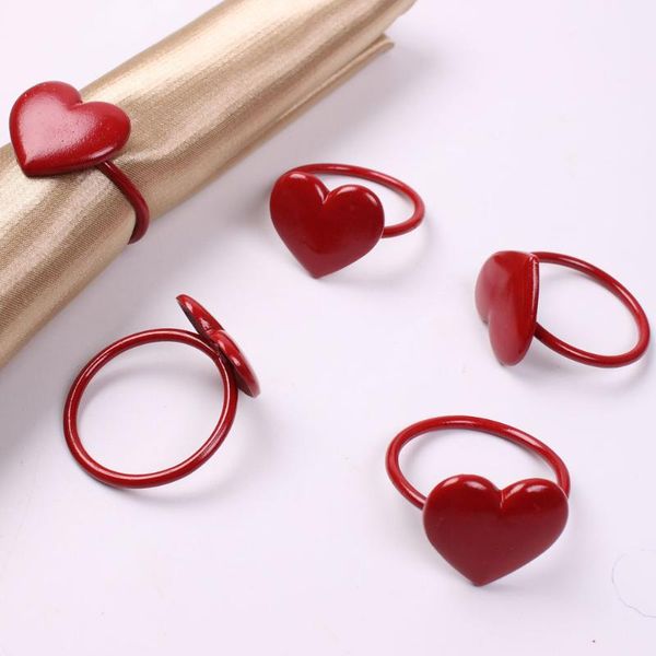 

napkin rings 6pcs big red heart-shaped valentine's day buckle ring mouth cloth laps