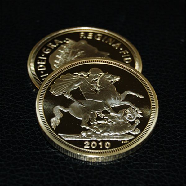 

2010 british st george dragon gold sovereign coin uk gold sovereign 5pcs dia. 40mm 1 ounce gold plated ing