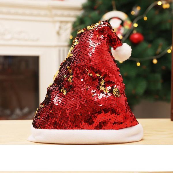 

Christmas Santa Hats Red Sequin Hat Christmas Party Costume for Women Men Adults Christmas decoration party supplies A05