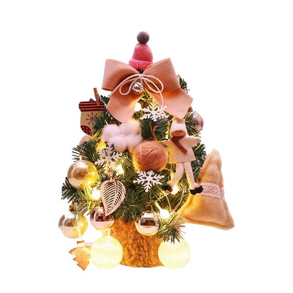 

30cm diy artificial flocking christmas tree xmas deskdecoration with lights mini sisal bottle brush christmas tree navidad