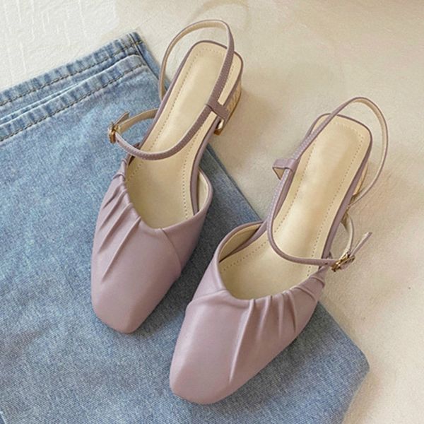 

dress shoes deat 2021 summer woman low heels sandals women square toe elegant heel pumps for party wedding shoe sandal mj778, Black