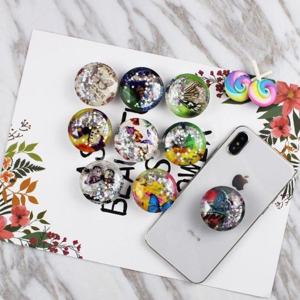 

cgjxsquicksand glitter 3d phone holder for iphone 11 xs max xr 8 7 plus samsung note 9 note 10 cellphone holder 3m glue butterfly expandable