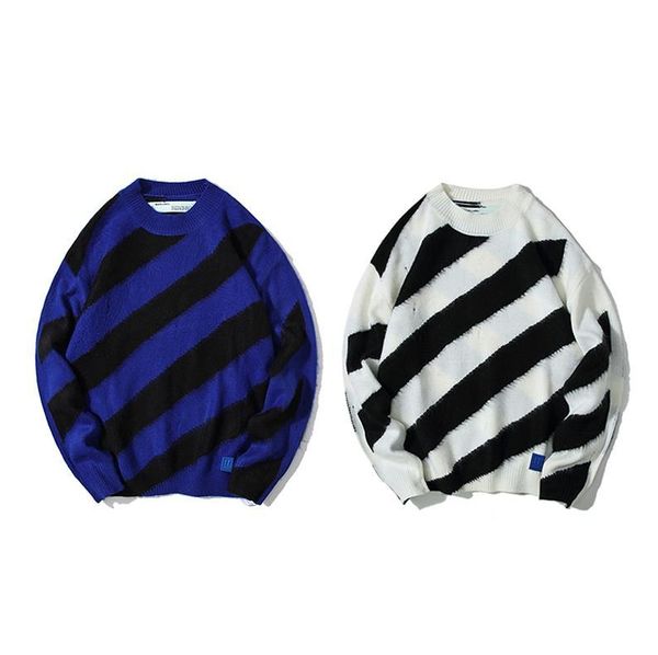 

mens knitted sweater hippocampus stitching striped knitted sweater luxury designer couple sweater size -xxl, White;black